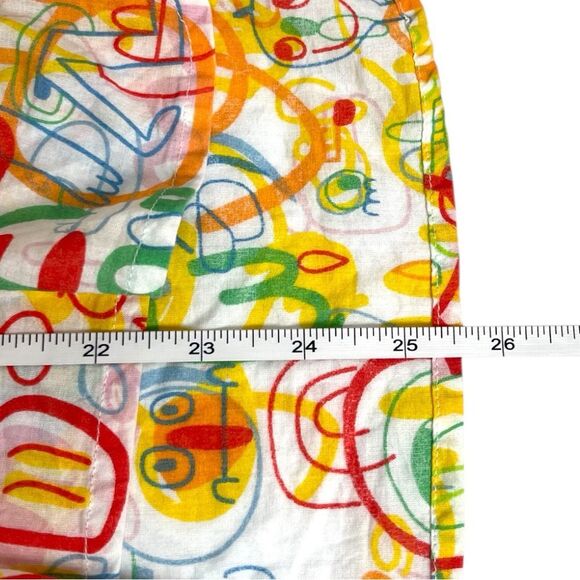 Tizzie Multicolor Abstract Graffiti Art Print 3/4 Sleeve Tie Neck Top Size Small - Picture 6 of 6